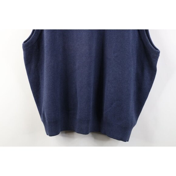 Vintage 90s Streetwear Mens 2XL Faded Blank Thermal Knit V-Neck Sweater Vest - Picture 3 of 11